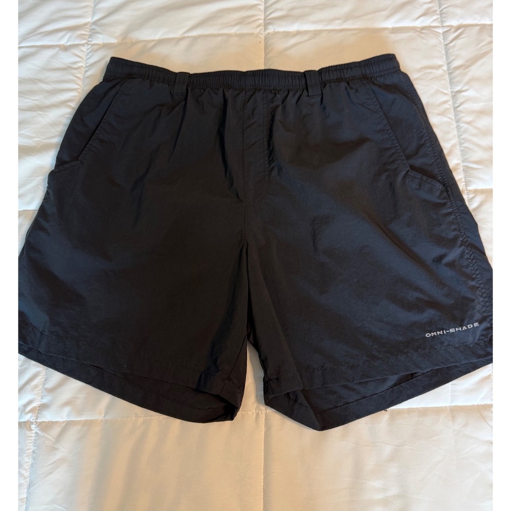 Columbia PFG Fishing Shorts Mens Large Black Excellent Omni-Shade Nylon UPF